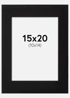 Passepartout Sort Standard (Hvid Kerne) 15x20 cm (10x14)