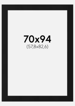 Passepartout Sort Standard (Hvid kerne) 70x94 cm (57,8x82,6)
