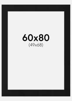 Passepartout Sort Standard (Hvid kerne) 60x80 cm (49x68)