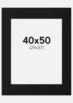 Passepartout Sort Standard (Hvid kerne) 40x50 cm (29x37)