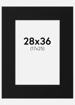 Passepartout Sort Standard (Hvid kerne) 28x36 cm (17x25)
