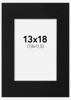 Passepartout Sort Standard (Hvid kerne) 13x18 cm (7,8x11,5)