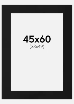 Passepartout Sort Standard (Hvid kerne) 45x60 cm (33x49)