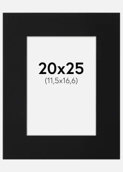 Passepartout Sort Standard (Hvid kerne) 20x25 cm (11,5x16,6)