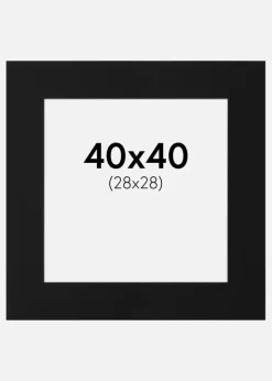 Passepartout Sort Standard (Hvid kerne) 40x40 cm (28x28)