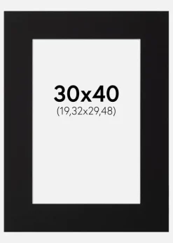 Passepartout Sort Standard (Hvid Kerne) 30x40 cm (19,32x29,48)