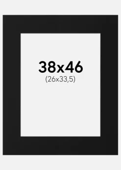Passepartout Sort Standard (Hvid kerne) 38x46 cm (26x33,5)