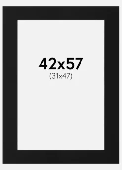 Passepartout Sort Standard (Hvid kerne) 42x57 cm (31x47)