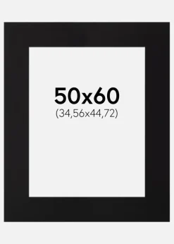 Passepartout Sort Standard (Hvid Kerne) 50x60 cm (34,56x44,72)