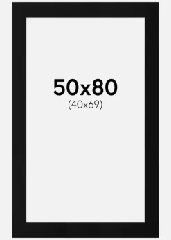 Passepartout Sort Standard (Hvid Kerne) 50x80 cm (40x69)
