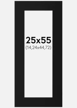 Passepartout Sort Standard (Hvid kerne) 25x55 cm (14,24x44,72)