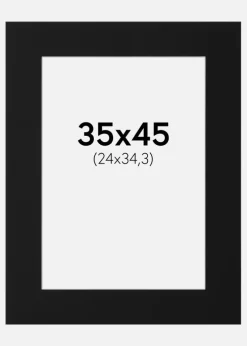 Passepartout Sort Standard (Hvid kerne) 35x45 cm (24x34,3)