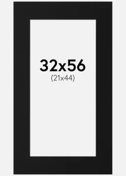 Passepartout Sort Standard (Hvid kerne) 32x56 cm (21x44)