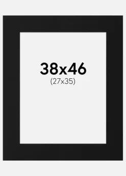 Passepartout Sort Standard (Hvid kerne) 38x46 cm (27x35)