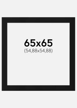 Passepartout Sort Standard (Hvid kerne) 65x65 cm (54,88x54,88)