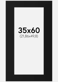 Passepartout Sort Standard (Hvid kerne) 35x60 cm (21,86x49,8)