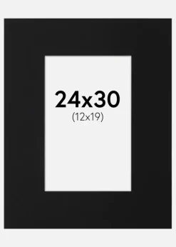 Passepartout Sort Standard (Hvid kerne) 24x30 cm (12x19)