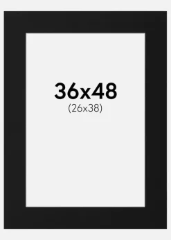 Passepartout Sort Standard (Hvid kerne) 36x48 cm (26x38)