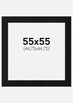 Passepartout Sort Standard (Hvid kerne) 55x55 cm (44,72x44,72)