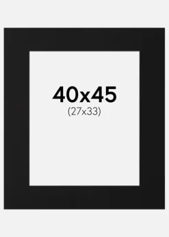 Passepartout Sort Standard (Hvid kerne) 40x45 cm (27x33)