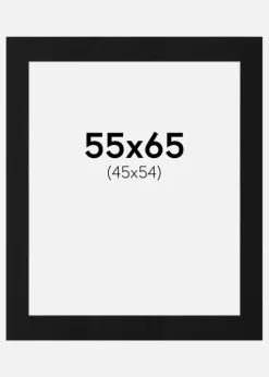 Passepartout Sort Standard (Hvid kerne) 55x65 cm (45x54)