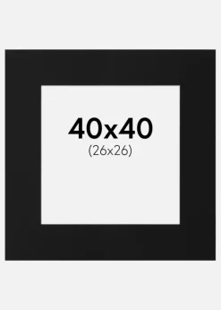 Passepartout Sort Standard (Hvid kerne) 40x40 cm (26x26)