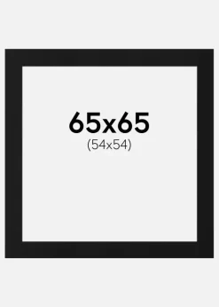 Passepartout Sort Standard (Hvid kerne) 65x65 cm (54x54)