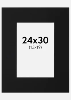 Passepartout Sort Standard (Hvid kerne) 24x30 cm (13x19)