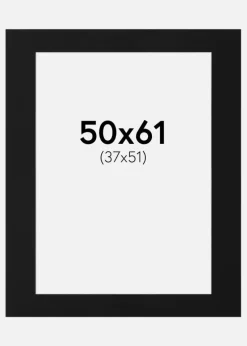 Passepartout Sort Standard (Hvid kerne) 50x61 cm (37x51)