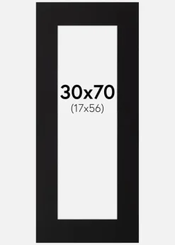 Passepartout Sort Standard (Hvid Kerne) 30x70 cm (17x56)