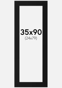 Passepartout Sort Standard (Hvid kerne) 35x90 cm (24x79)