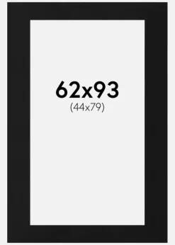 Passepartout Sort Standard (Hvid kerne) 62x93 cm (44x79)
