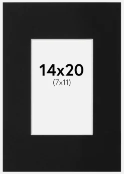 Passepartout Sort Standard (Hvid kerne) 14x20 cm (7x11)