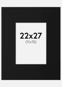 Passepartout Sort Standard (Hvid kerne) 22x27 cm (11x15)