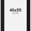 Passepartout Sort Standard (Hvid kerne) 40x55 cm (30x45)