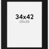 Passepartout Sort Standard (Hvid kerne) 34x42 cm (25x33)
