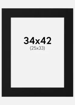 Passepartout Sort Standard (Hvid kerne) 34x42 cm (25x33)