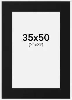 Passepartout Sort Standard (Hvid kerne) 35x50 cm (24x39)