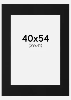 Passepartout Sort Standard (Hvid kerne) 40x54 cm (29x41)