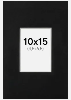 Passepartout Sort Standard (Hvid kerne) 10x15 cm (4,5x6,5)