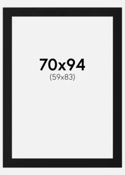 Passepartout Sort Standard (Hvid kerne) 70x94 cm (59x83)