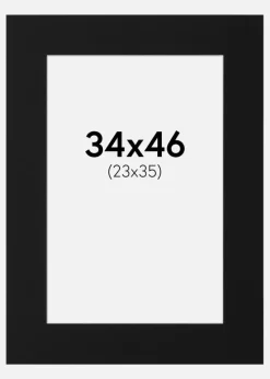 Passepartout Sort Standard (Hvid kerne) 34x46 cm (23x35)
