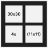 Passepartout Sort 30x30 cm - Collage 4 Billeder (11x11 cm)