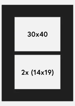 Passepartout Sort 30x40 cm - Collage 2 Billeder (14x19 cm)