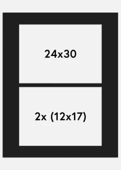Passepartout Sort 24x30 cm - Collage 2 Billeder (12x17 cm)