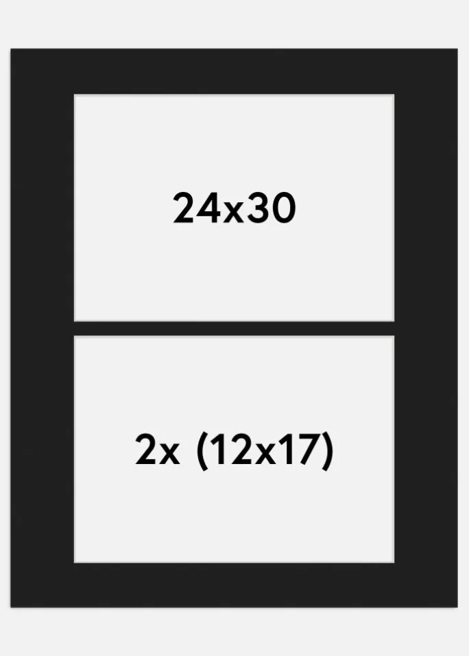 Passepartout Sort 24x30 cm - Collage 2 Billeder (12x17 cm)