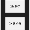 Passepartout Sort 21x29,7 cm - Collage 2 Billeder (9x14 cm)