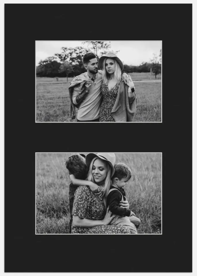 Passepartout Sort 21x29,7 cm - Collage 2 Billeder (9x14 cm)