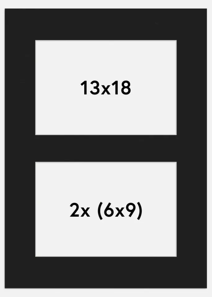 Passepartout Sort 13x18 cm - Collage 2 Billeder (6x9 cm)