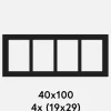 Passepartout Sort 40x100 cm - Collage 4 Billeder (19x29 cm)